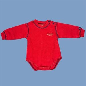 Vintage GUESS Baby Bodysuit One Piece Red Size 3-6 Months 100% Cotton